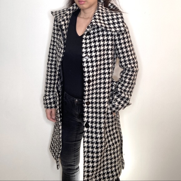 Black & Cream Pied-de-Poule Wool jacket in XXS. Made in Canada - Picture 1 of 5